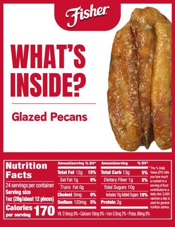 Fisher Snack Glazed Pecans, 24 Ounces, Made with Whole Mammoth Pecans, 100% Recyclable