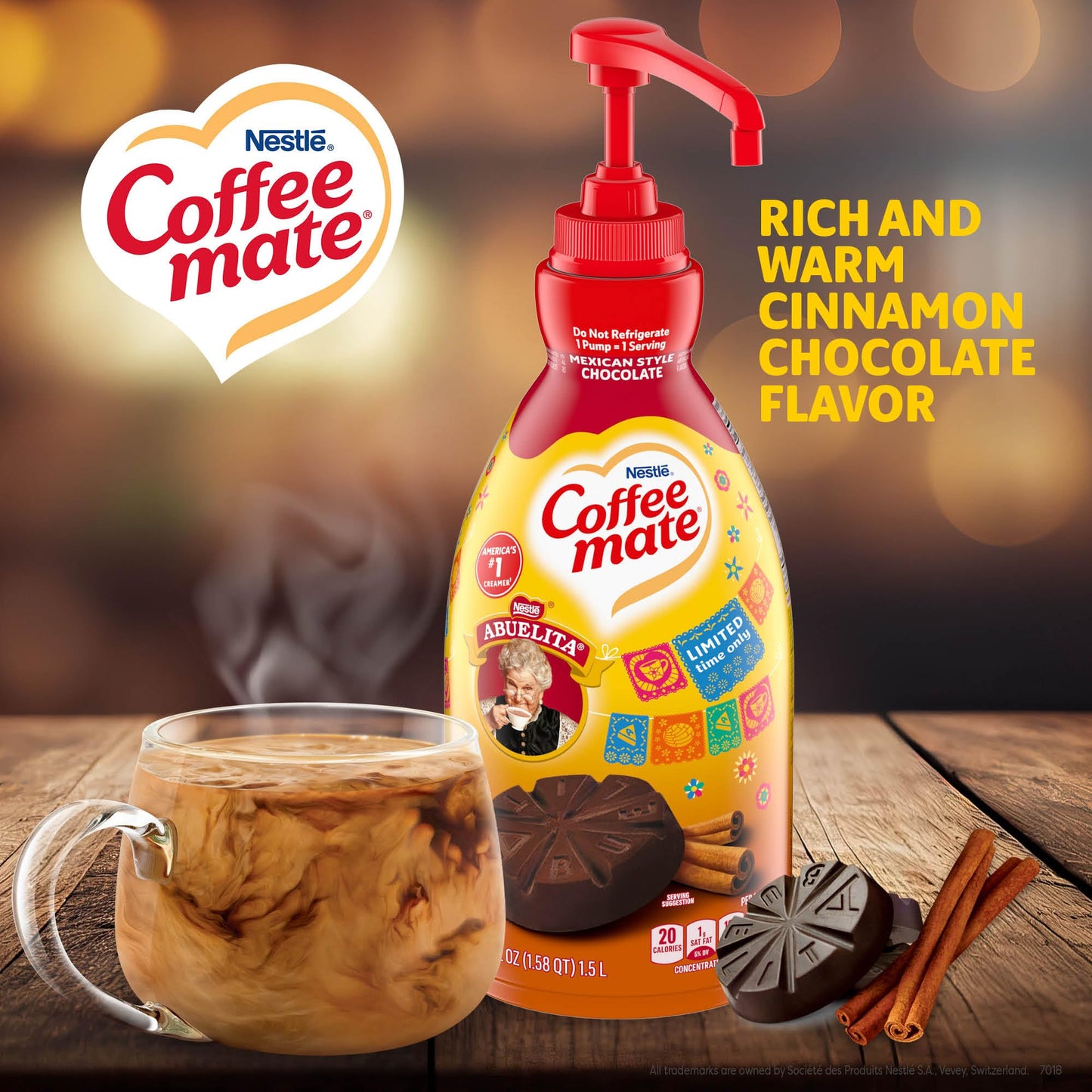 Coffee Mate Abuelita Mexican Style Chocolate Flavored Liquid Creamer Concentrate, 1.5 Liter Pump Bottle