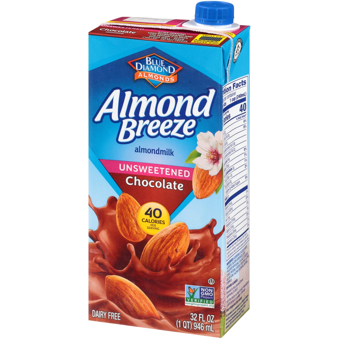 Almond Breeze Dairy Free Almondmilk, Unsweetened Chocolate, 32-Ounce Boxes (Pack Of 12)