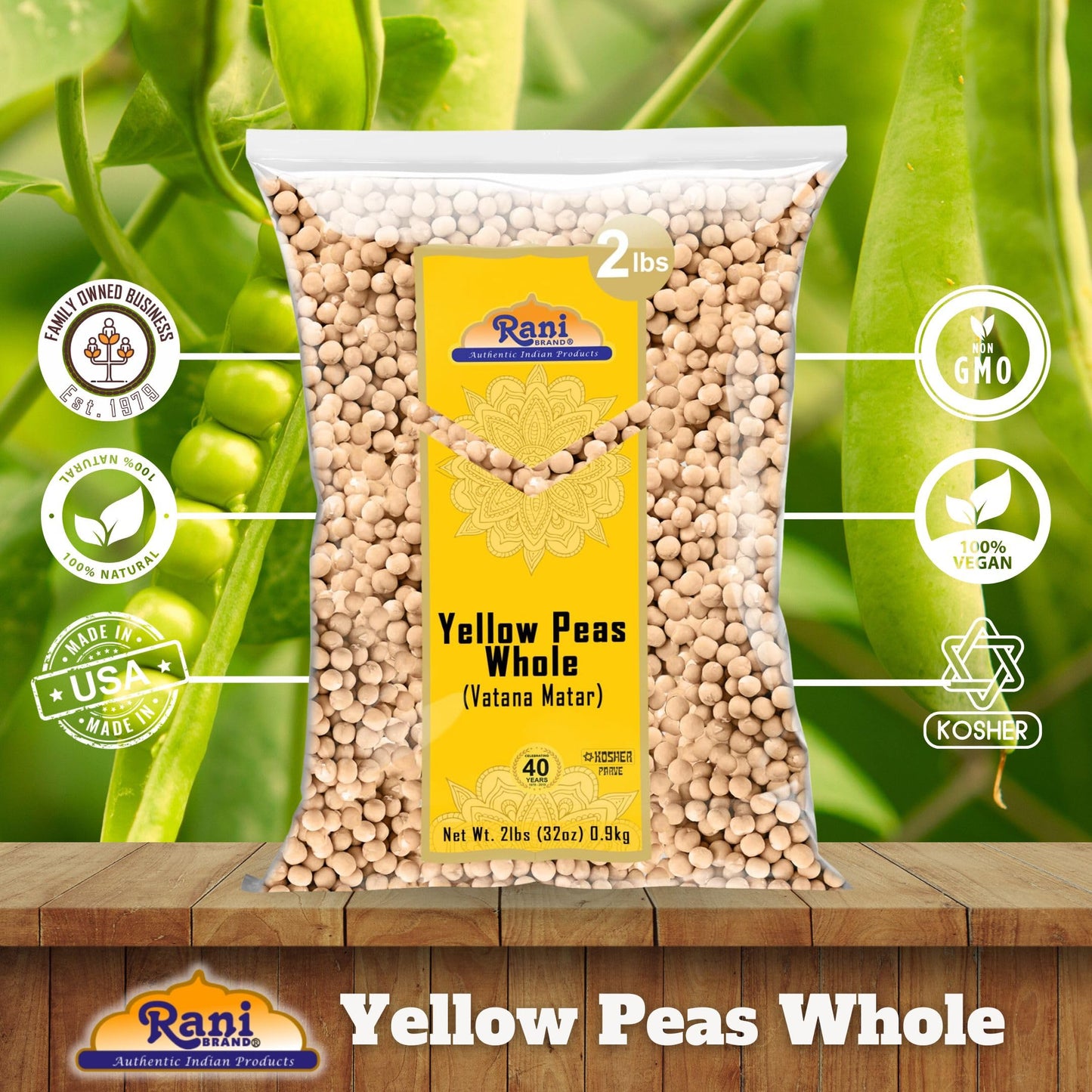 Rani Yellow Peas Whole, Dried (Vatana, Matar) 32Oz (2Lbs) 908G ~ All Natural | Vegan | Gluten Friendly | Product Of Usa
