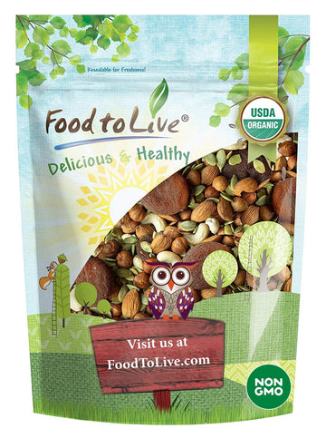 Food to Live Organic Active Life Trail Mix, 8 Ounces - Raw and Non-GMO Snack Mix Contains Cashews, Pumpkin Seeds, Apricots, Haze