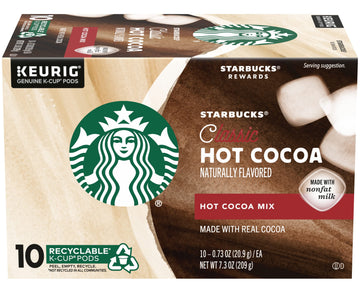 Starbucks Classic Hot Cocoa K-Cup Pods, Made With Real Cocoa & Nonfat Milk, K-Cup Pods For Keurig Brewing System, 10 Ct K-Cups P