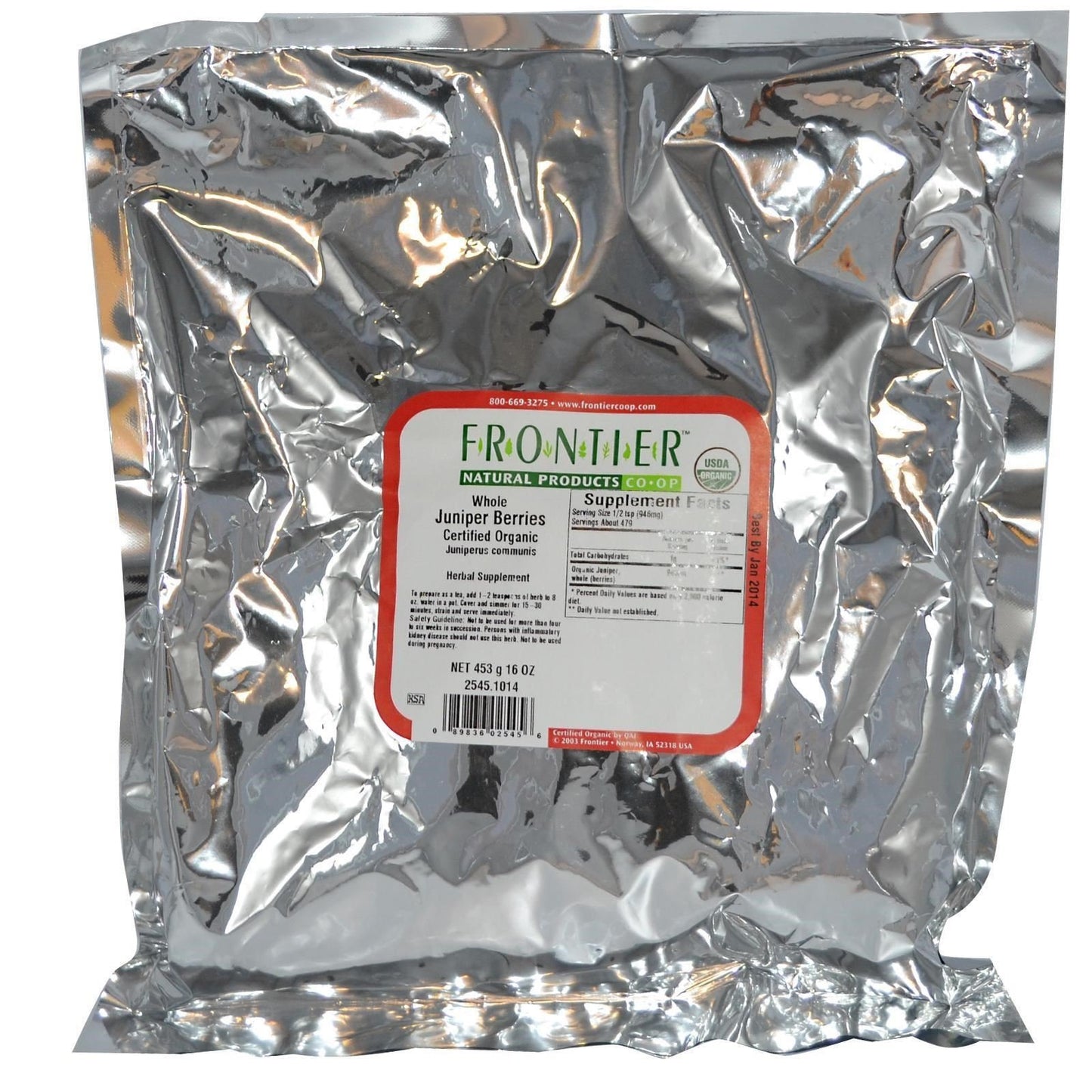 Frontier Co-op Organic Whole Juniper Berries, 1 lb, Blue, Pack of 1