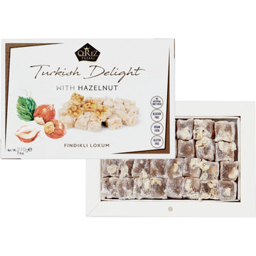Cerez Pazari Turkish Delight Hazelnut Candy Gourmet Premium Vegan Sweets Small Gift Box 7.4Oz | Luxury Traditional Soft Confecti