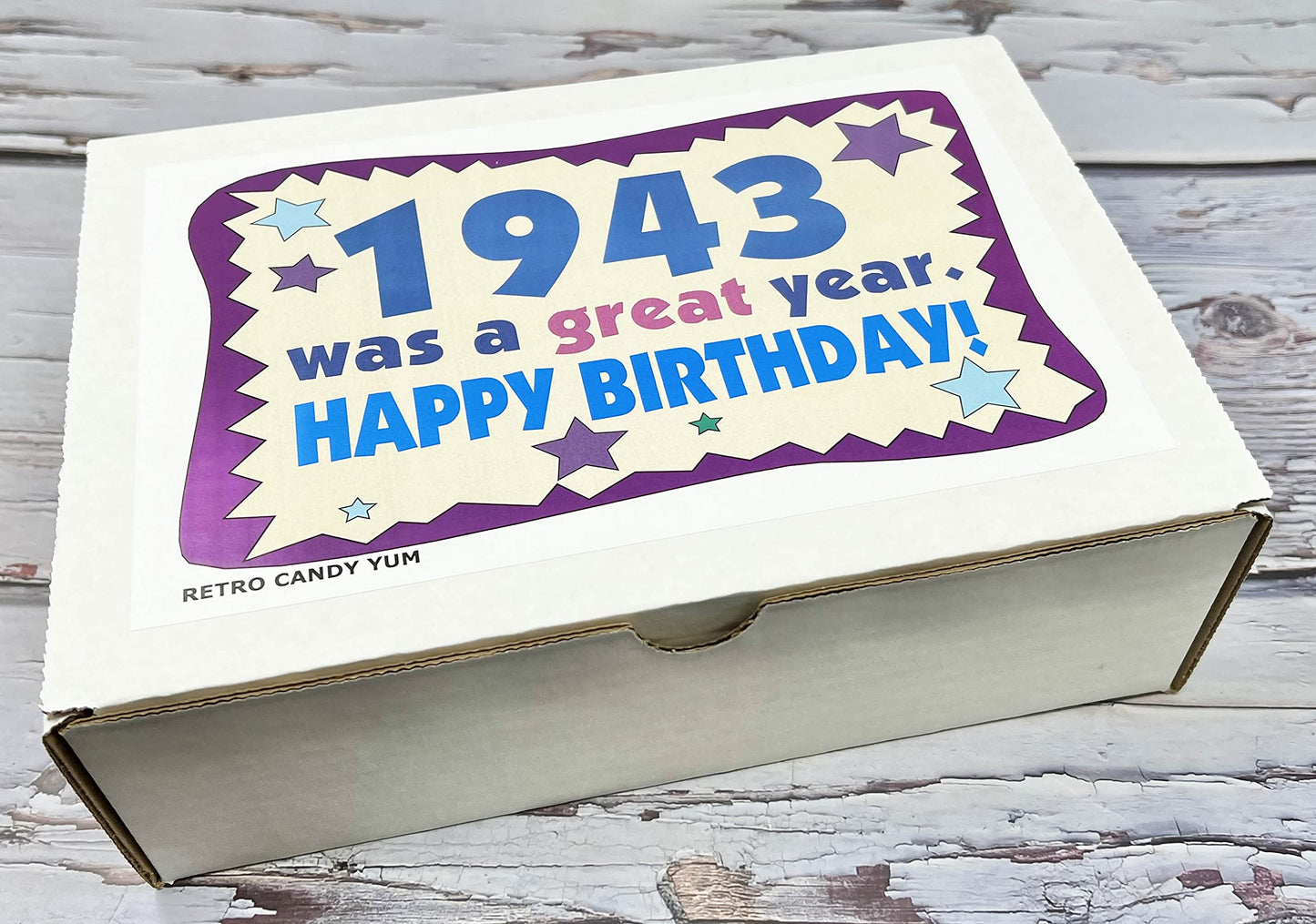 Retro Candy Yum ~ 1943 81St Birthday Gift Box Nostalgic Candy Mix From Childhood For 81 Year Old Man Or Woman Born 1943 Jr