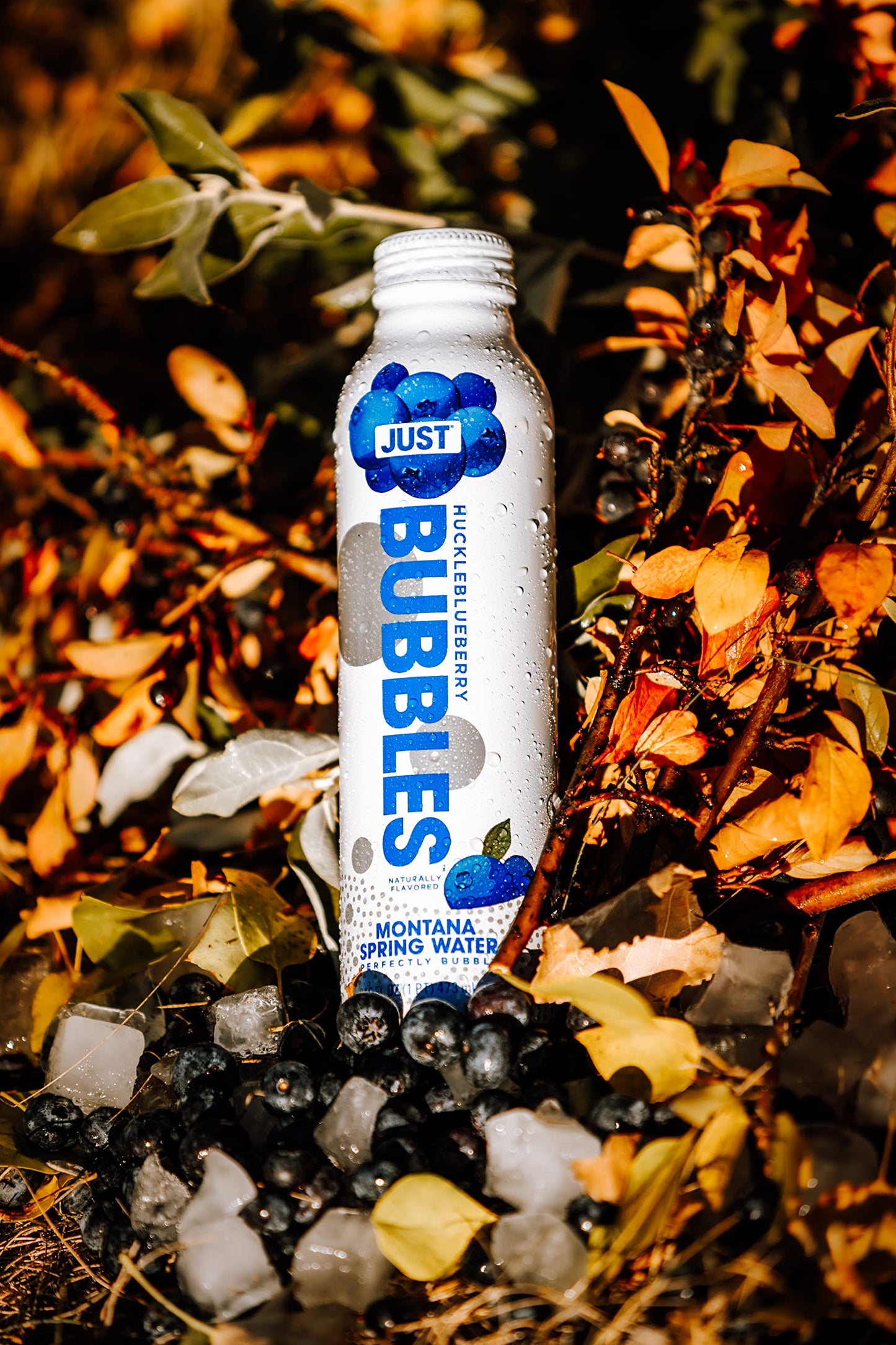 Just Bubbles Huckleblueberry - Pure Premium Sparkling Spring Water In A Fully Recyclable Reusable Eco-Friendly Bottle - 100% Mou