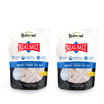 Redmond Real Sea Salt - Natural Unrefined Gluten Free Coarse, 16 Ounce Pouch (2 Pack)