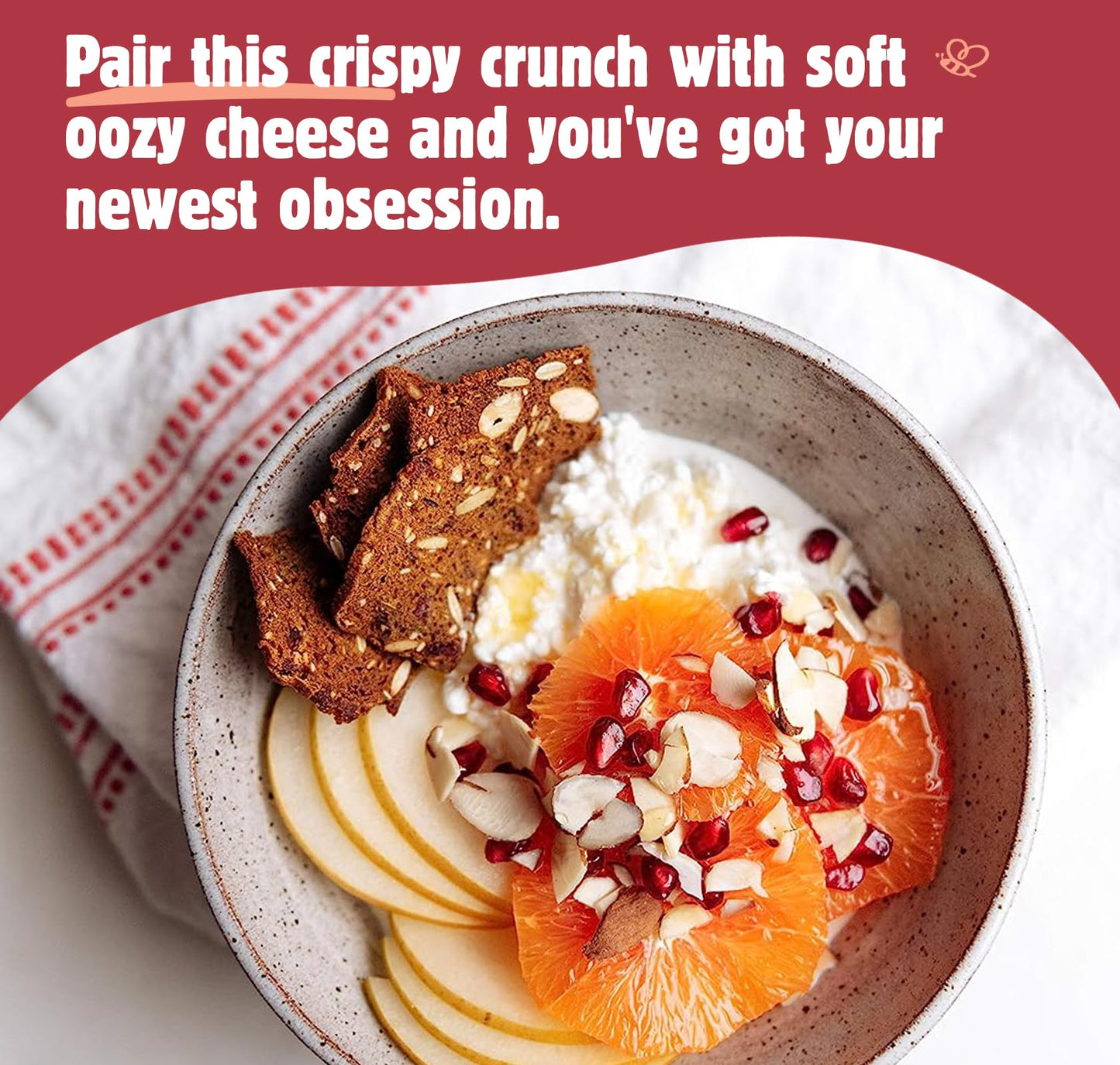 Maine Crisp Cranberry Almond Crisps, 4 Pack - Snack Crackers, Grain Free, Non-Gmo - Sweet & Savory Flavor, For Cheese Boards, Sa