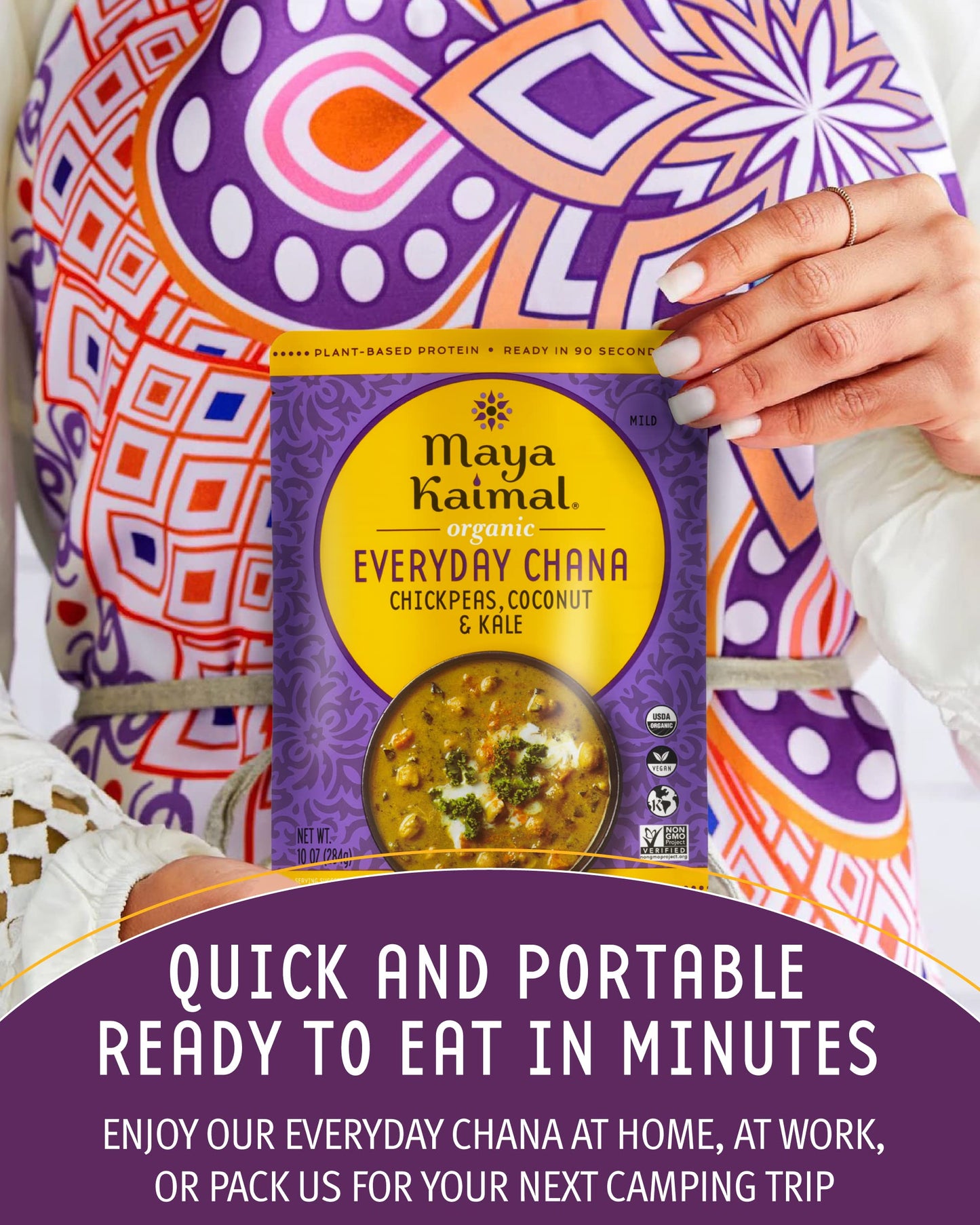 Maya Kaimal Organic Indian Everyday Chana - Fully Cooked - Vegan - Microwavable - Ready To Eat Meals (10 Ounce (Pack Of 3), Chickpeas, Coconut & Kale)