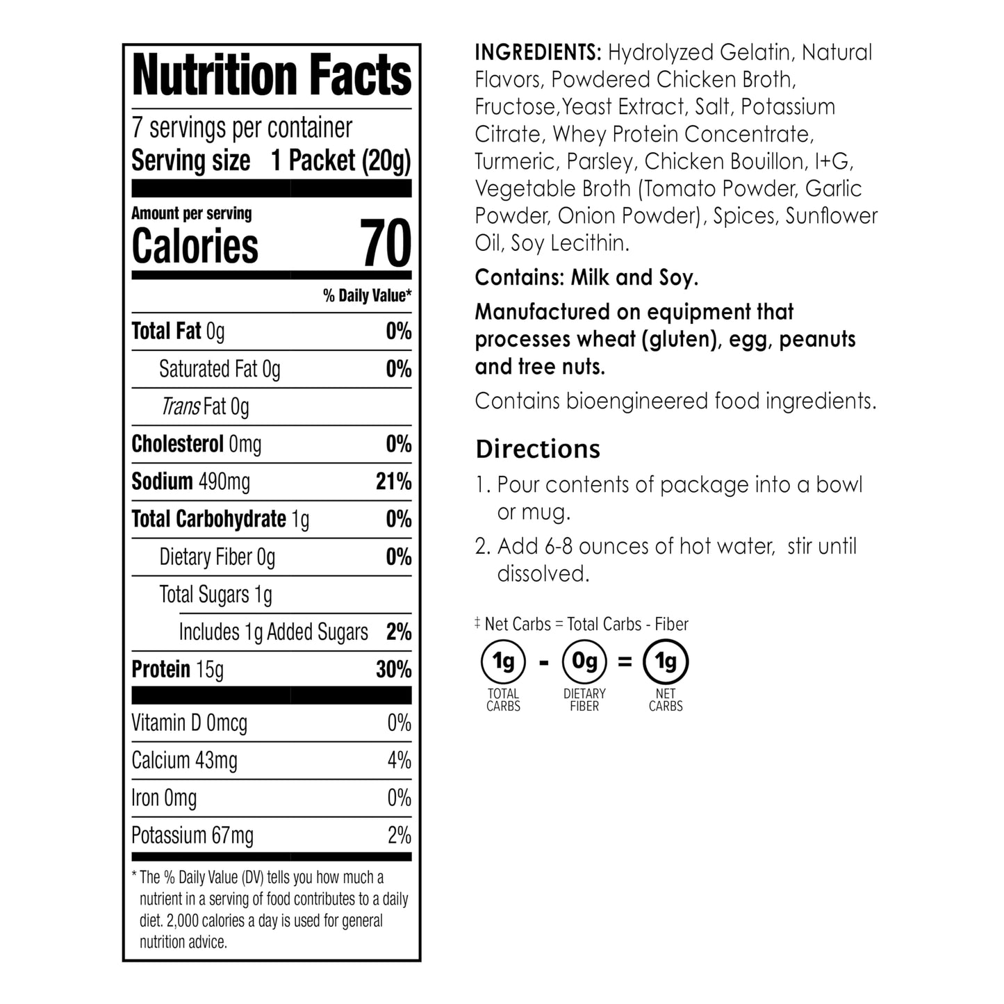 Bariwise Protein Soup Mix, Chicken Bouillon, Gluten Free, Low Carb & Keto Friendly (7Ct)