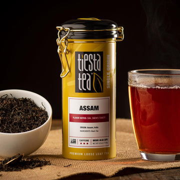 Tiesta Tea - Assam Black Tea | Single Origin Premium Black Loose Leaf Tea | High Caffeinated Tea | Make Hot Or Iced Tea & Brews Up To 50 Cups | 100% Pure Unblended Tea From India - 4Oz Refillable Tin