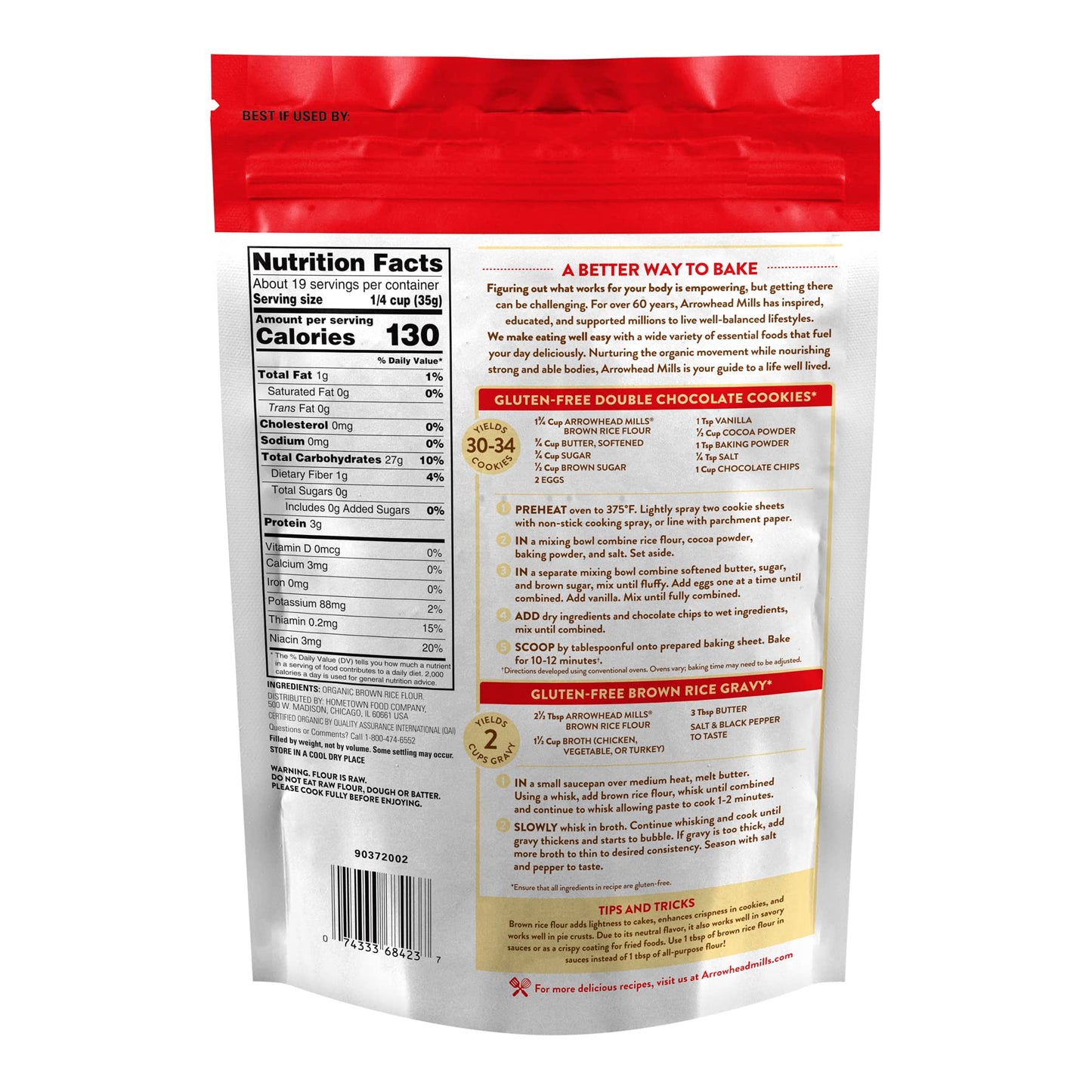 Arrowhead Mills Organic Brown Rice Flour, Gluten Free, 6 Count (Pack Of 1)