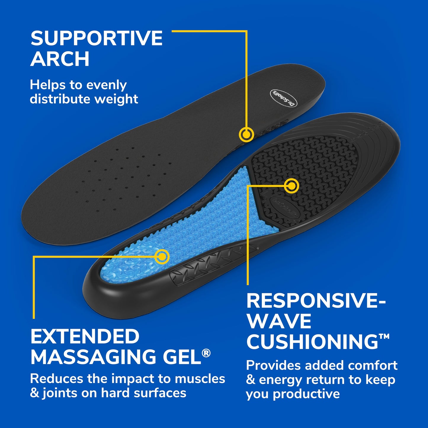 Dr. Scholl'S Work All-Day Superior Comfort Insoles (With) Massaging Gel, Men, 1 Pair, Trim To Fit