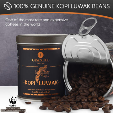 Caf S Granell Wild Civet Arabica Coffee Beans, Medium Roast Gourmet Indonesian Luwak Coffee Gifts, 100G