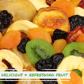 Dried Mixed Fruit With Prunes By It'S Delish, 5 Lbs Bulk | Snack Mix Of Prunes, Apricots, Plums, Apple Rings, Nectarines, Peache