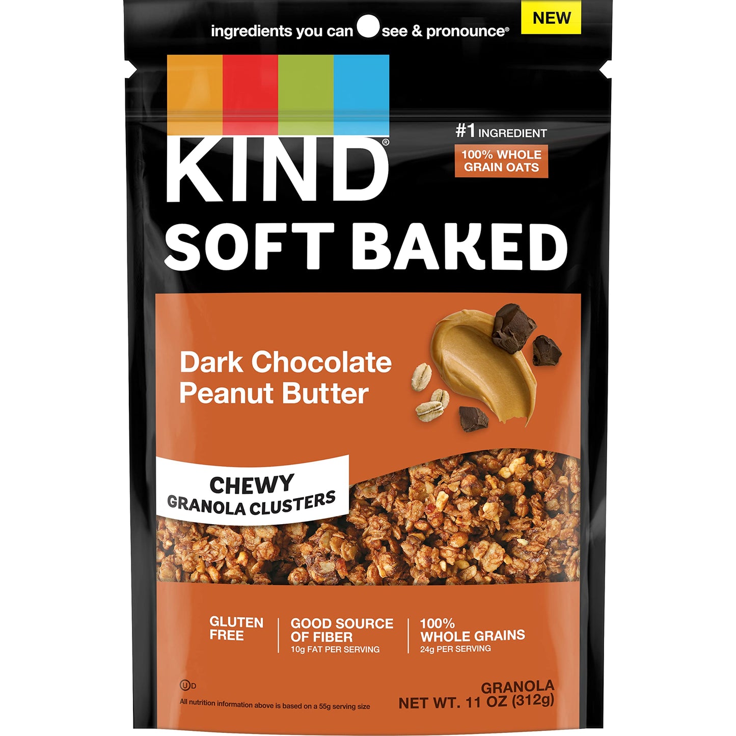Kind Soft Baked Granola, Dark Chocolate Peanut Butter, 11 Oz (Pack Of 5)