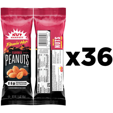 Nut Harvest, Flamin Hot Peanuts, 1.625 oz Bags (36 Pack)