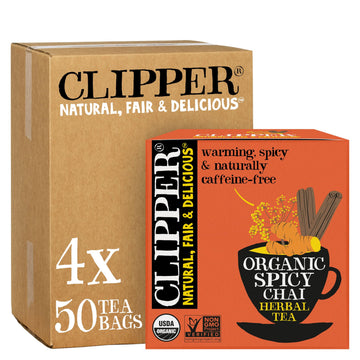 Clipper Tea Spicy Chai Herbal Tea – Caffeine Free, Usda Organic, Great Hot Or Iced – Warming, Spicy, Natural, Fair & Delicious – 200 Tea Bags