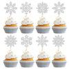 Gyufise 36Pcs Snowflake Cupcake Toppers Glitter Winter Frozen Theme Snowflake Cupcake Picks For Winter Wonderland Baby Shower Ki
