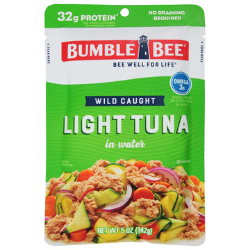 Bumble Bee Light Tuna Pouch In Water, 5 Oz Pouch (Pack Of 12) - Tuna Fish Pouch, High Protein Food, Keto Food And Snacks, Gluten Free Food, High Protein Snacks, Bulk Tuna Pouches