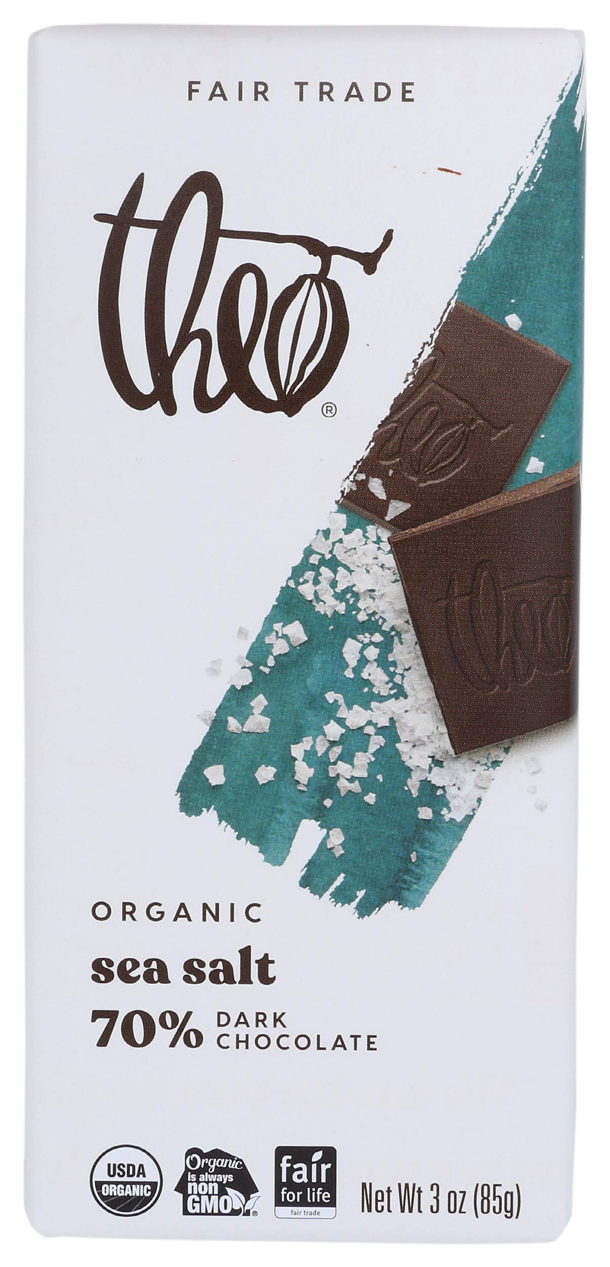 Theo Dark Chocolate With Sea Salt Bar 3 Oz