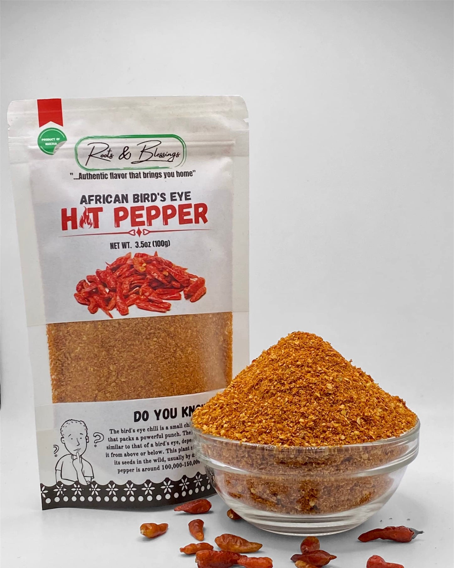 Dried African Bird S Eye Red Spicy Hot Chili Pepper Powder.100% Natural. For Soups|Marinates|Bbq