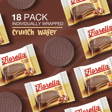 Fiorella Crunch Wafer Cookies - Delicious Chocolate Covered Crispy Thin Wafers with Layers of Hazelnut Cream Filling, Individual
