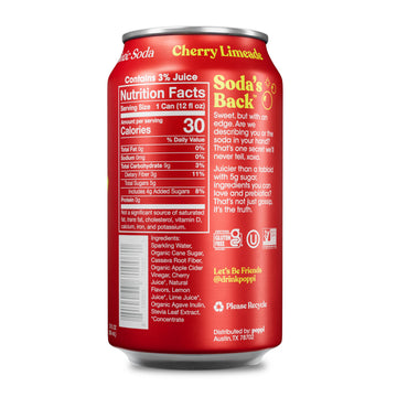 Poppi Sparkling Prebiotic Soda with Apple Cider Vinegar, Cherry Limeade Flavor, 12 Fl Oz, Pack of 1