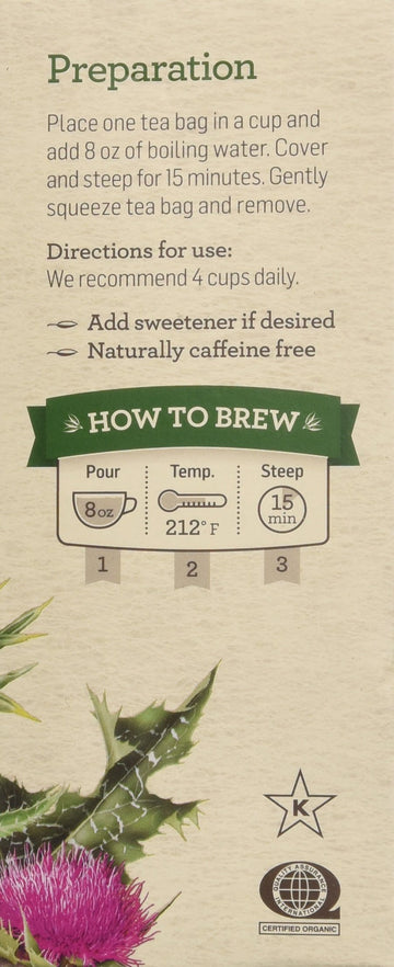 Alvita Organic Herbal Tea Bags, Milk Thistle, 24 Count