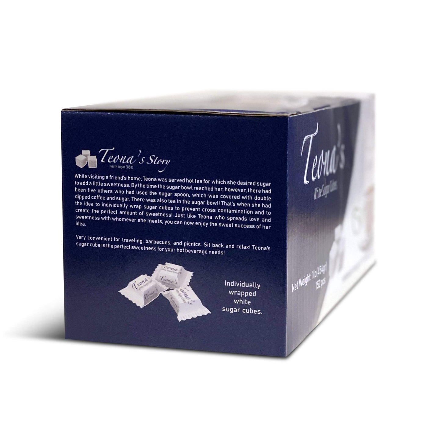 Teonas 152 White Sugar Cubes - Individually Wrapped 1 LB Box | 100% Beet Root - Perfect Size for Tea & Coffee | Raw Sugar Cubes