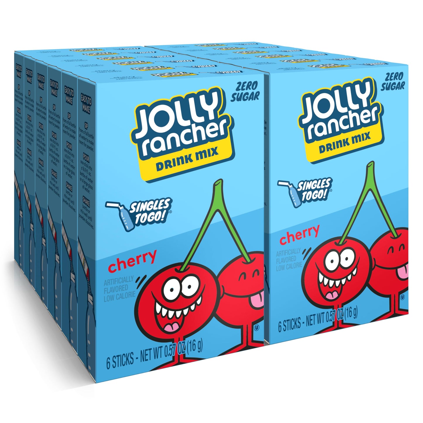 SINGLES TO GO! Jolly Rancher Drink Mix - Cherry Flavor - 12 Boxes with 6 Packets Each - 72 Total Servings - 0.57 Ounce per Pack -