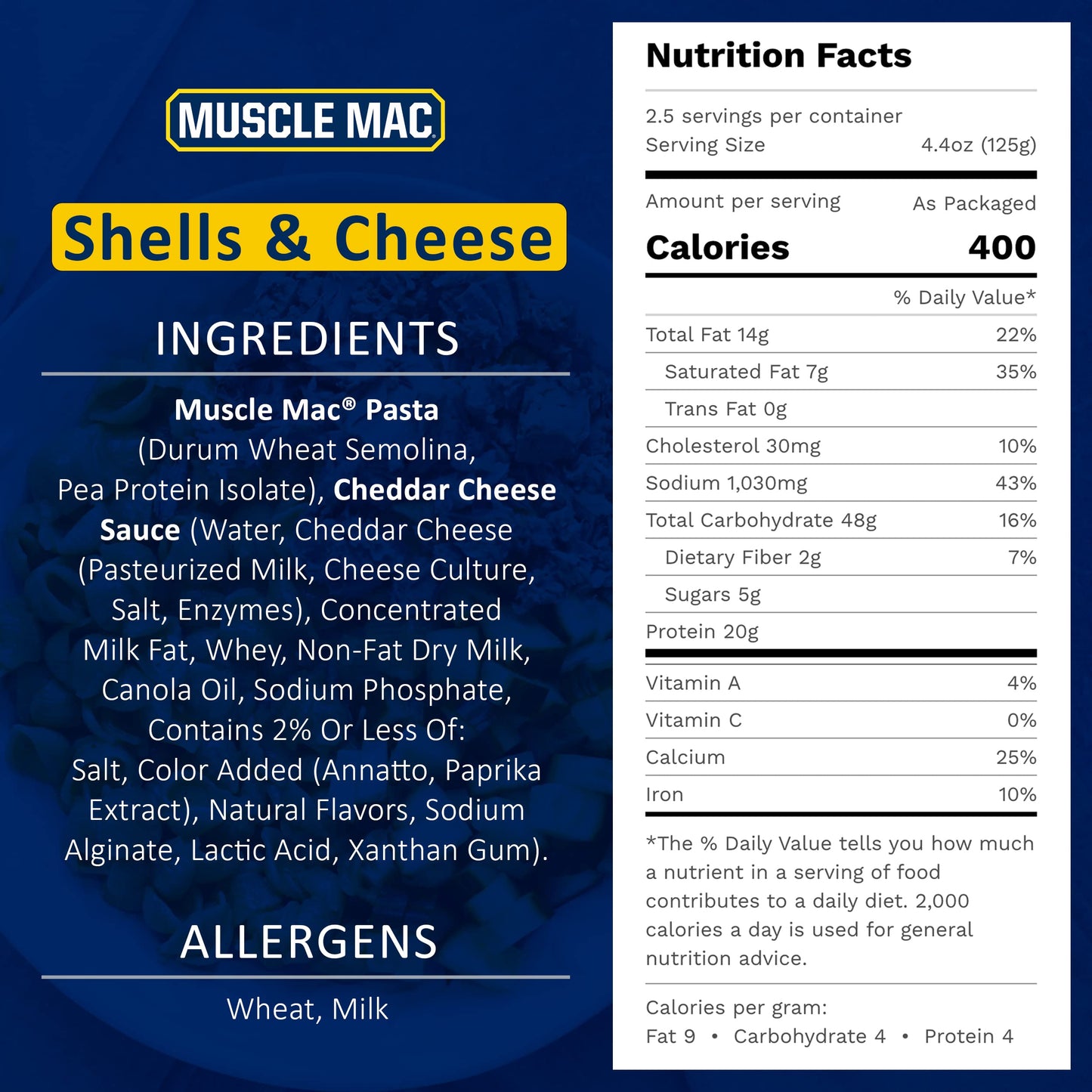 Muscle Mac | Shells & Cheese Pasta For All Ages, 20 Grams Of Protein Per Serving, Real Cheese, Non-GMO, 11 Ounce (Pack of 12)
