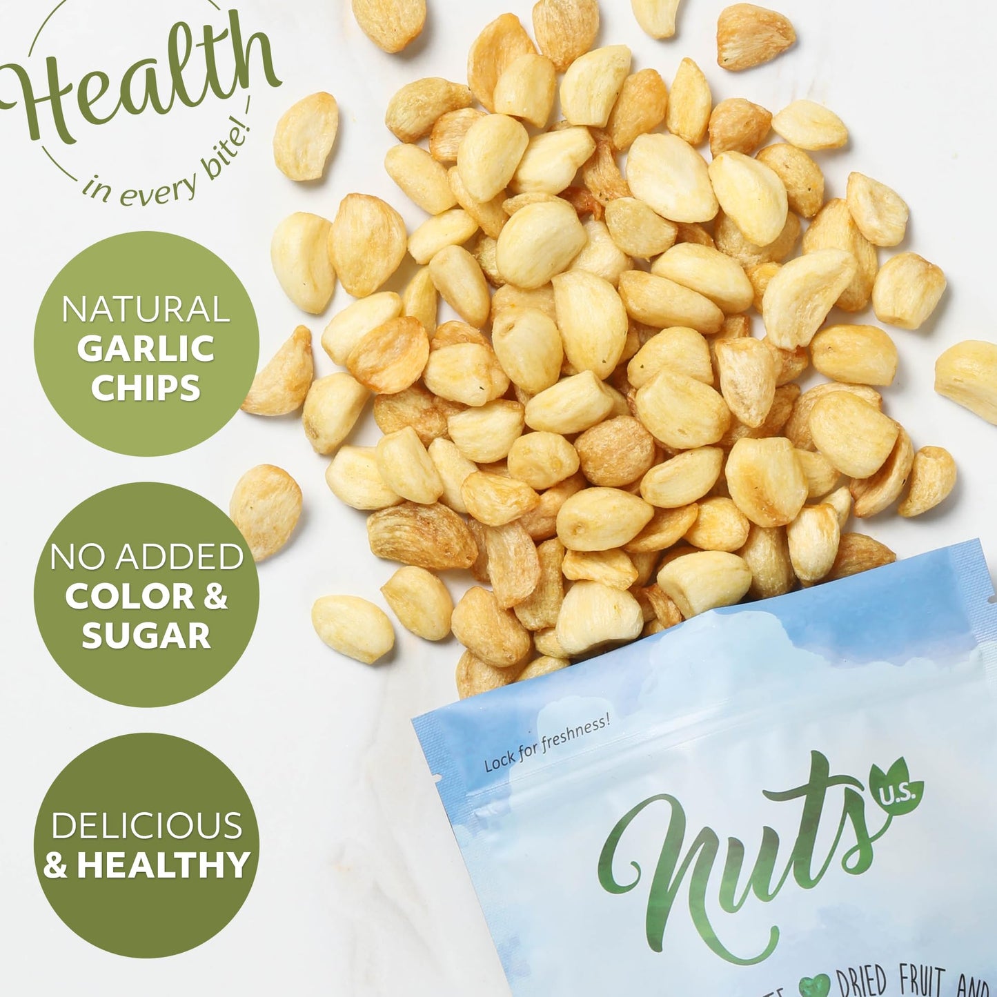 Garlic Chips, Sea-Salted, No Color Added, No Sugar Added, Natural, Delicious And Healthy, Bulk Chips!!! (Garlic Chips, 3.5 Lbs)