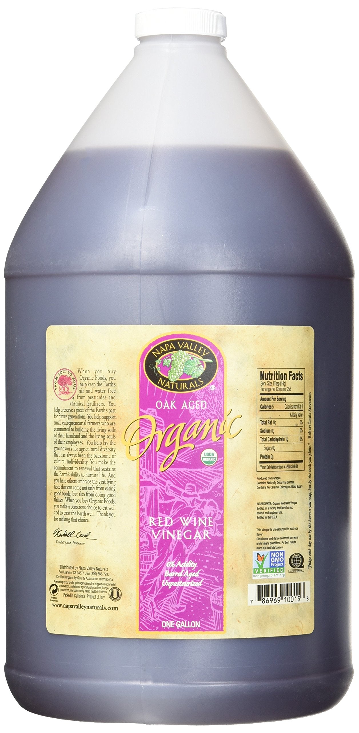 Napa Valley Naturals Organic Red Wine Vinegar, 128 Fl Oz, Pack of 1