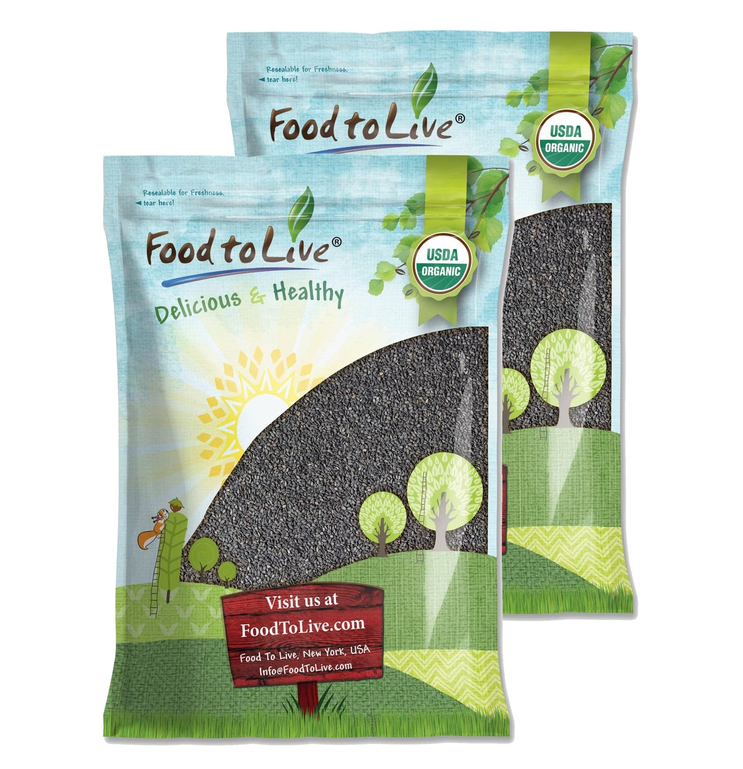 Food to Live Organic Black Sesame Seeds - Non-GMO, Raw Unhulled Kala Til Seeds, Unroasted, Kosher, Vegan, Bulk. Good Source of C