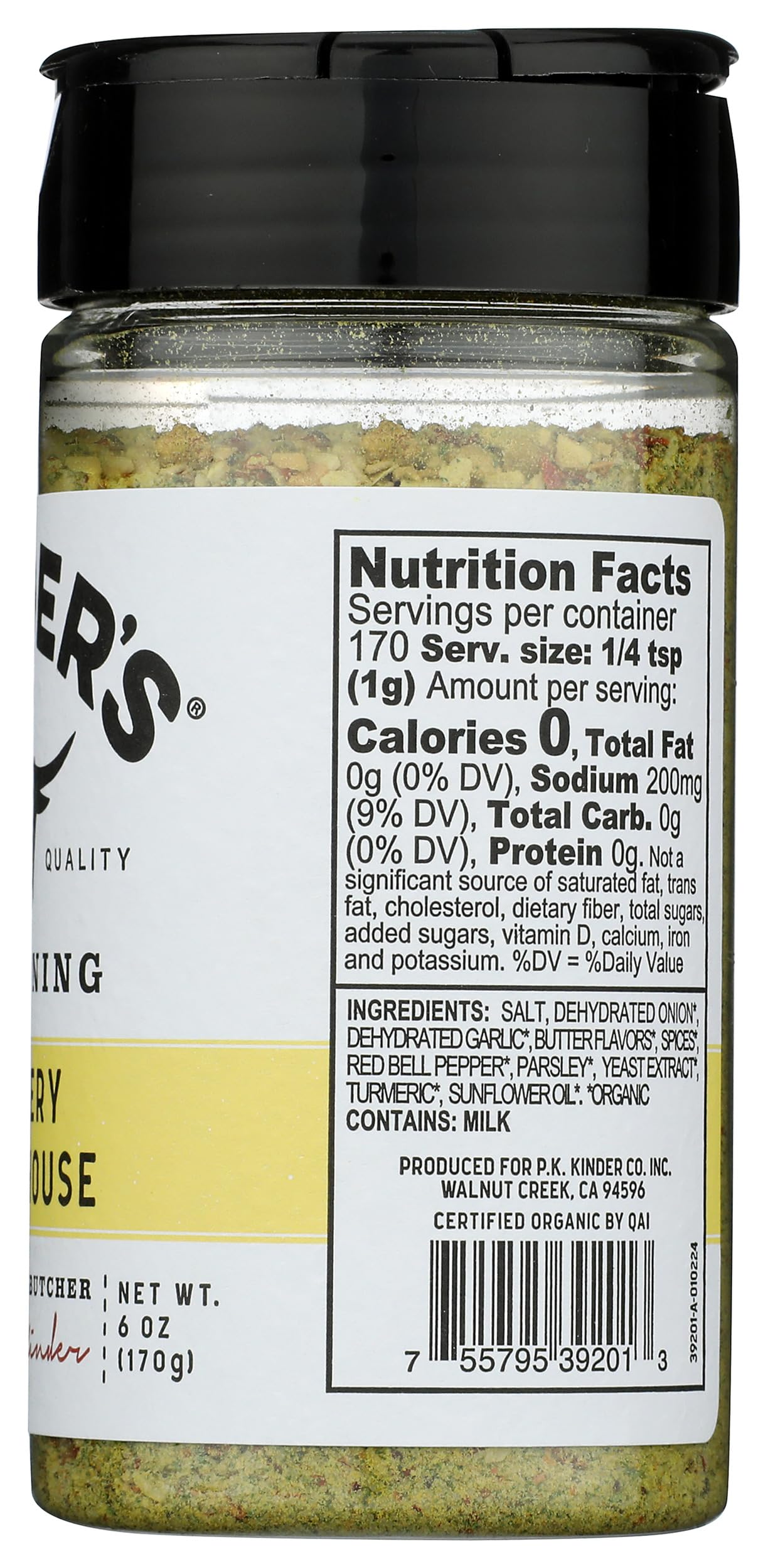KINDERS Organic Buttery Steakhouse Seasoning, 6 Oz, Perfect for Grilling and Cooking