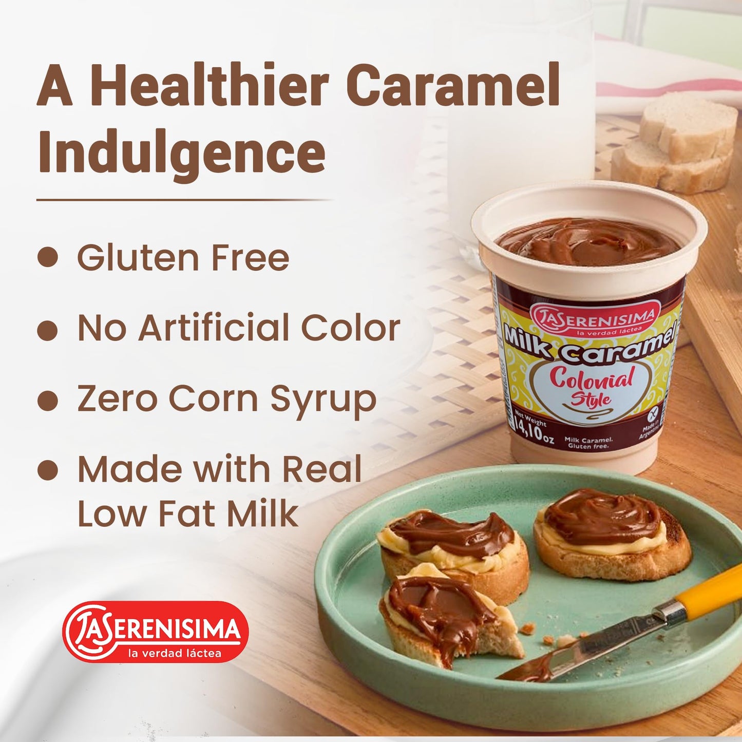 '4'' La Serenisima ''Dulce De Leche ,'' Milk Caramel'', 400 G-14.10 Oz From Argentima