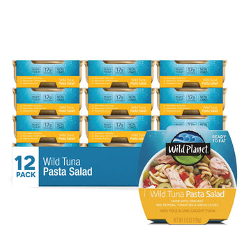 Wild Planet Ready-To-Eat Wild Tuna Pasta Salad With Organic Red Peppers, Tomatoes & Green Olives, 5.6oz (Pack Of 12)