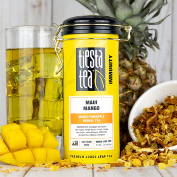 Tiesta Tea - Maui Mango Tin & Infuser Starter Set | Loose Leaf | Premium Herbal Blend | Non-Caffeinated Hot & Iced | 6Oz Refilla