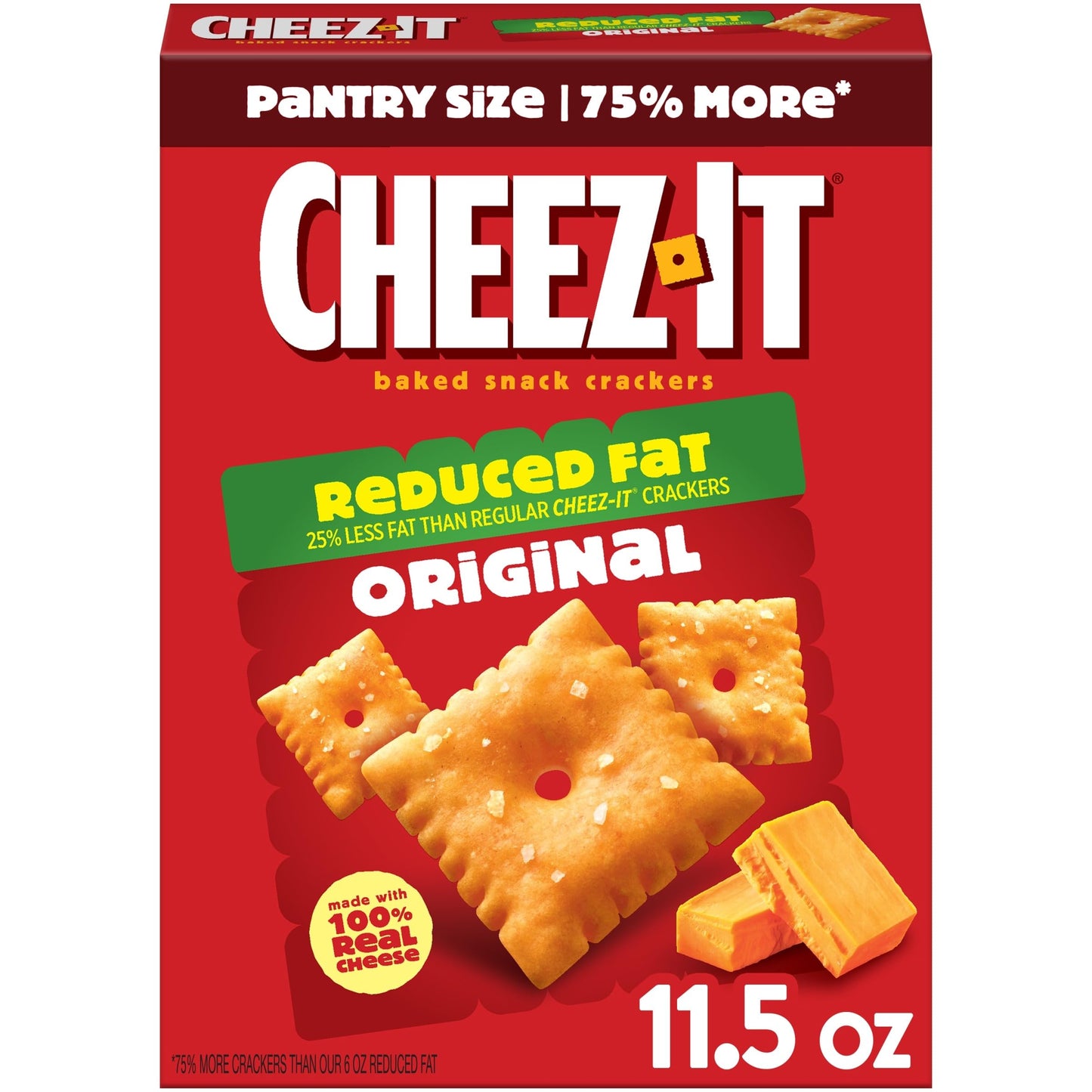Cheez-It Baked Snack Cheese Breakers Reduced Fat Oriflavor Blendal Made With 100% Real Cheese 11.5Oz Box