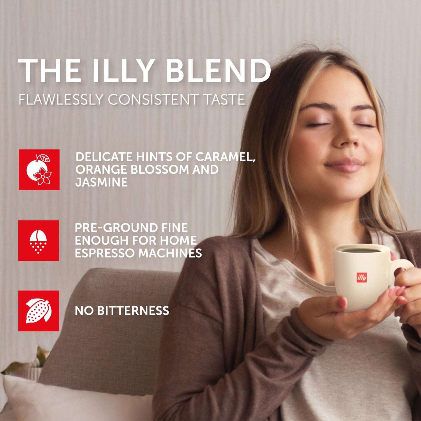 Illy Ground Espresso Coffee, Decaffeinated - Medium Roast - Mild & Balanced - 100% Arabica - Pre-Ground For Espresso - Pressuriz