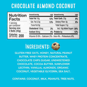 simplyFUEL Whole Food Protein Balls with Probiotics - Chocolate Almond Coconut Snacks - Protein Snack - Gluten Free Energy Balls (24 Packs)