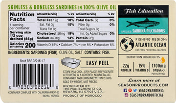 Season, Sardines In Olive Oil Omega 3, 4.38 Ounce3
