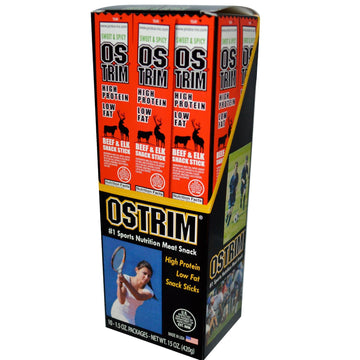 Ostrim Beef/Elk Snack Stick, Sweet and Spicy, 1.5 Ounce (Pack of 10)