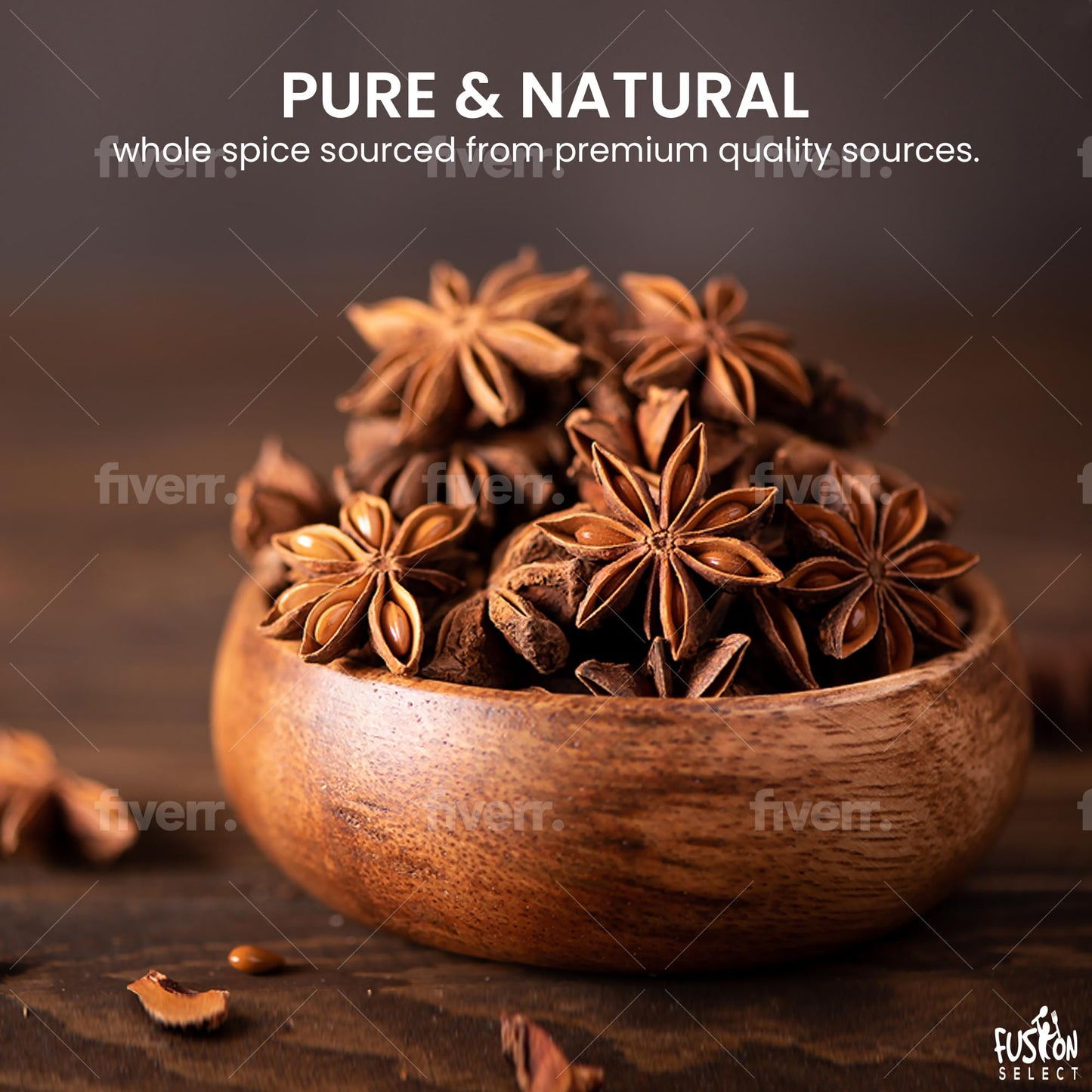 Fusion Select Dried Star Anise - Whole Badian Spice For Oriental & Indian Dishes & Recipes - Natural Herbs & Seasoning For Bakin