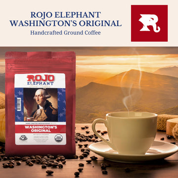Rojo Elephant Washington Original Handcrafted Ground Coffee, Made From 100% Arabica Beans, Premium Medium Roast, Smooth, Rich Fl
