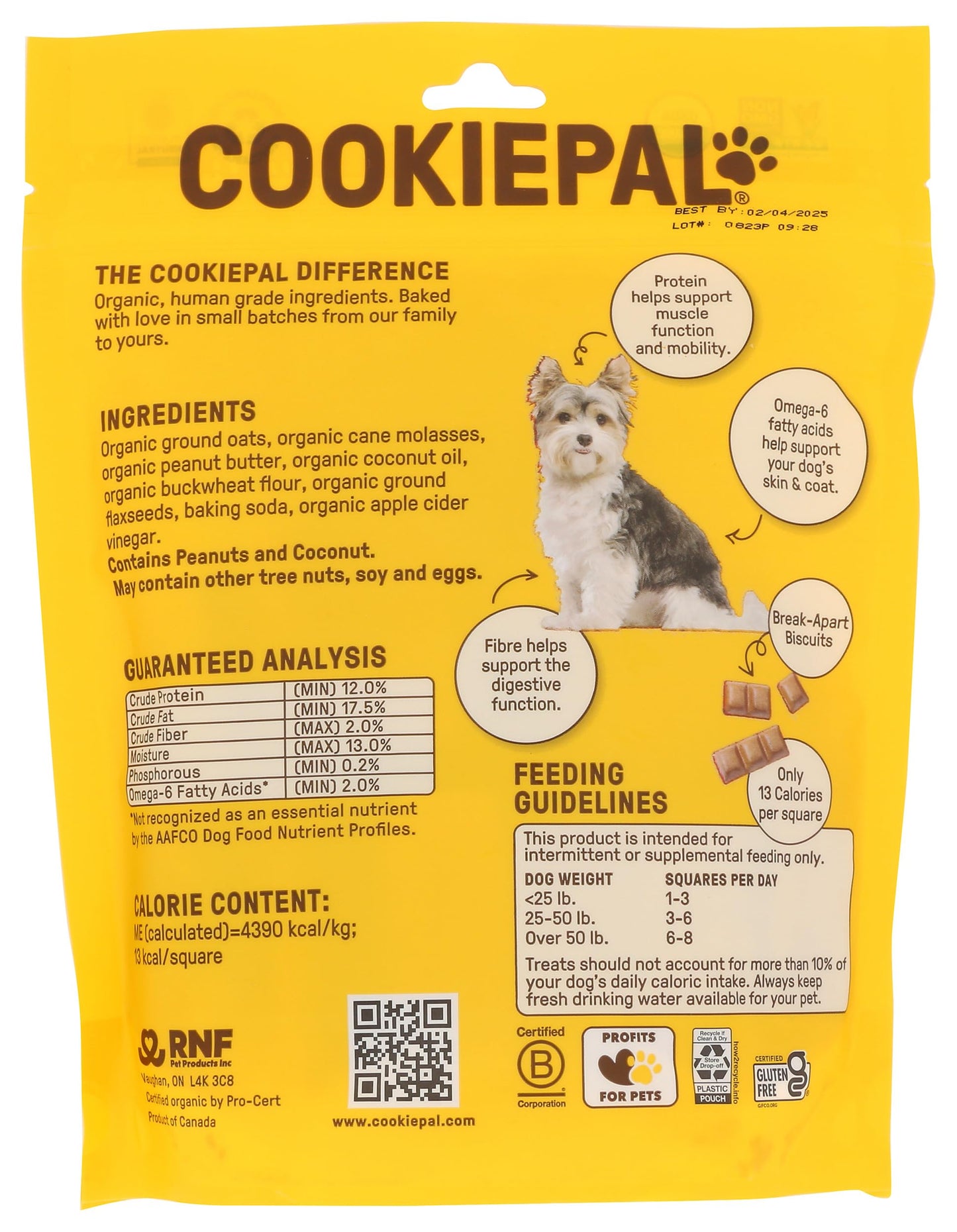 CookiePal Organic Peanut Butter Dog Biscuits, 10 oz, Pack of 1, Natural for Dogs