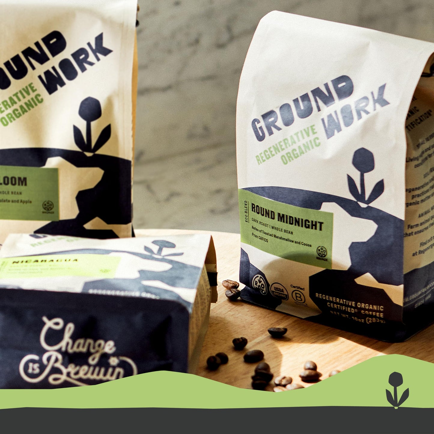 GROUNDWORK COFFEE CO Organic Regenerative Round Midnight Whole Bean Coffee, 10 OZ