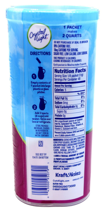 Crystal Light Raspberry Iced Tea Drink Mix, 12-Quart 1.6-Ounce Canister (Pack Of 7)