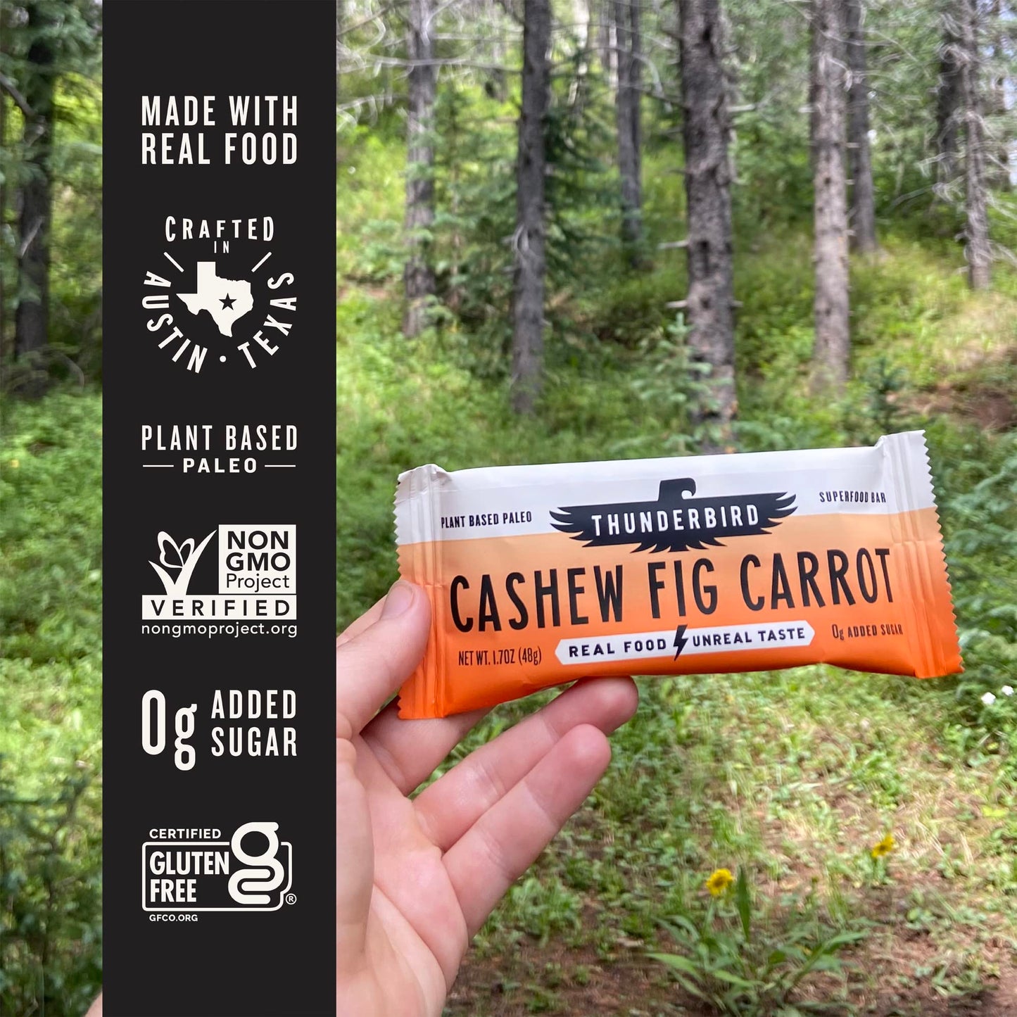 Thunderbird Energetica Energy Bars, Bar Cashew Fig Carrot, 1.7 Ounce, Fruit & Nut Nutrition Bars - No Added Sugar, Grain And Glu